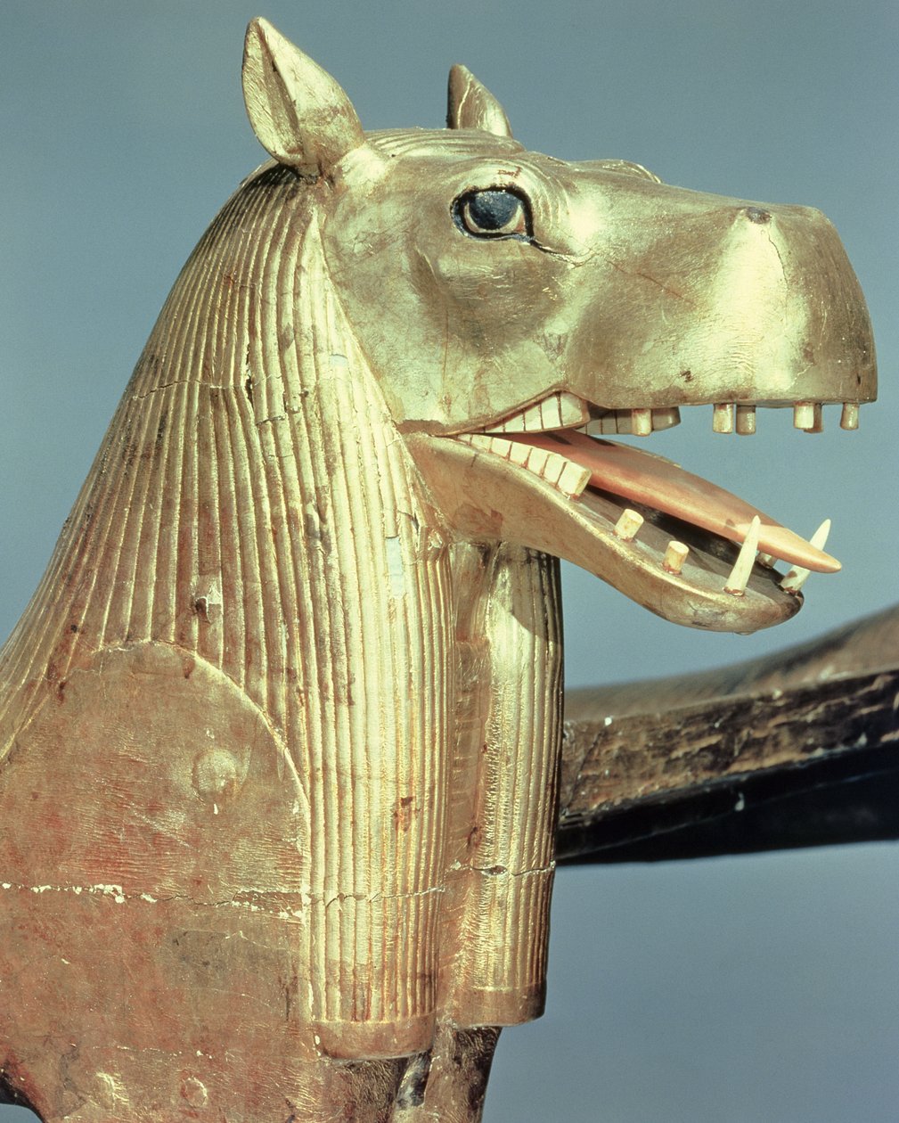 Tutankhamun（公元前1370-52）新王国（镀金木）墓中女神Tueris形式的丧葬床头 作者 埃及第十八王朝