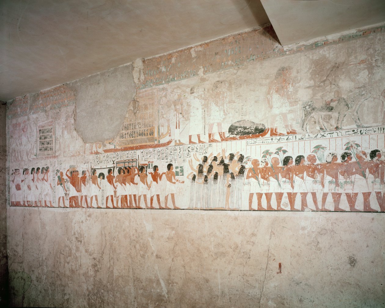 Ramose墓地的内部，新的王国，c.1360 BC（壁画） 作者 埃及第十八王朝