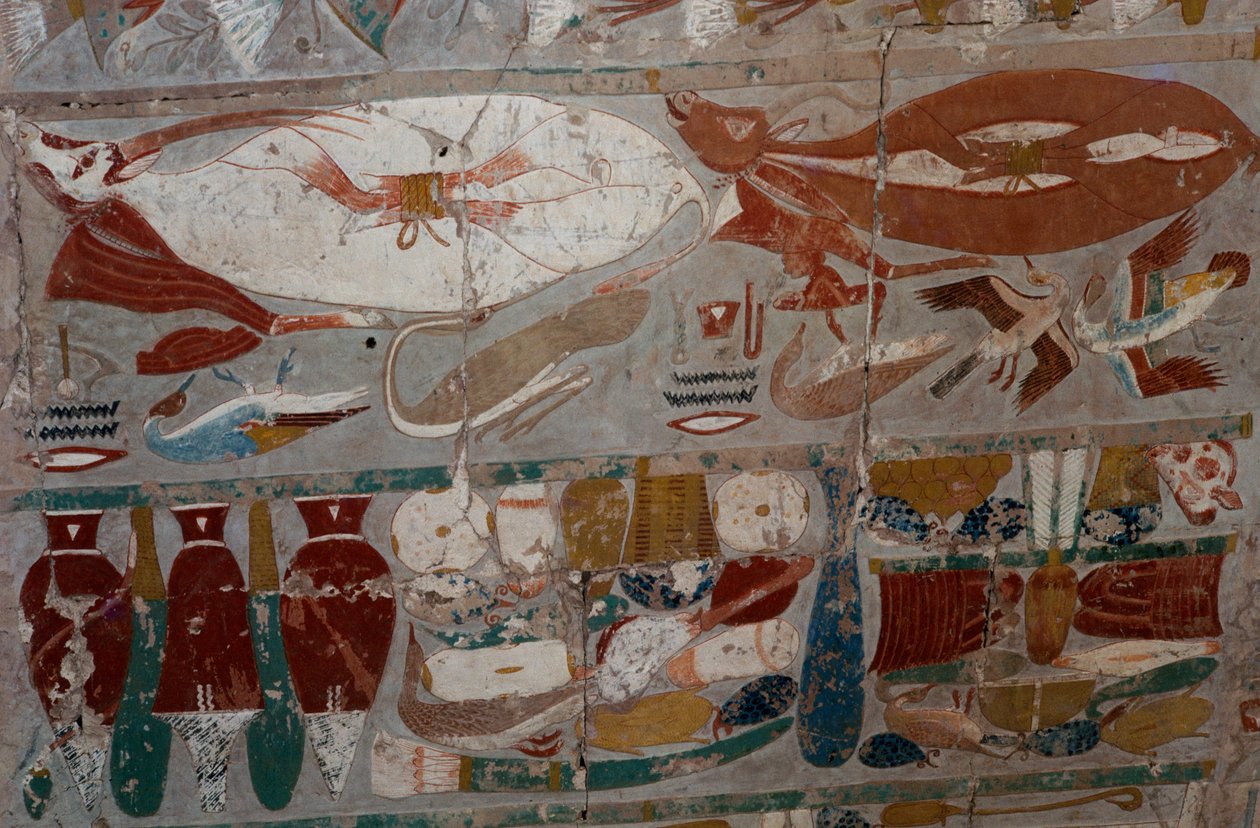 彩绘浮雕，哈特谢普苏特女王停尸庙，Djeser-Djeseru（圣殿），Deir el-Bahri，卢克索，底比斯（联合国教科文组织世界遗产名录 作者 埃及第十八王朝