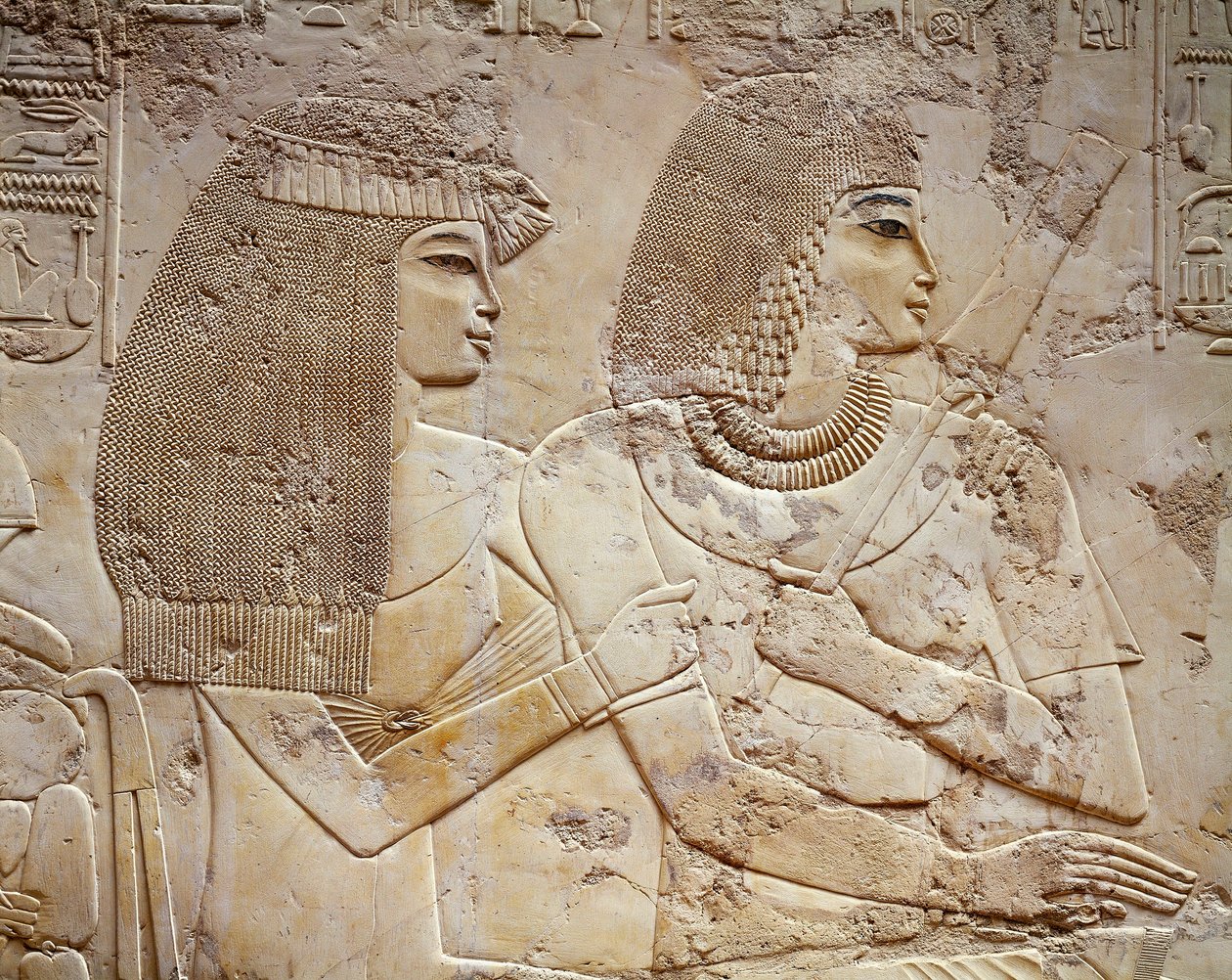 拉莫斯和他的妻子，拉莫斯墓，Sheikh Abd el-Qurna，卢克索（浮雕）。 作者 埃及第十八王朝
