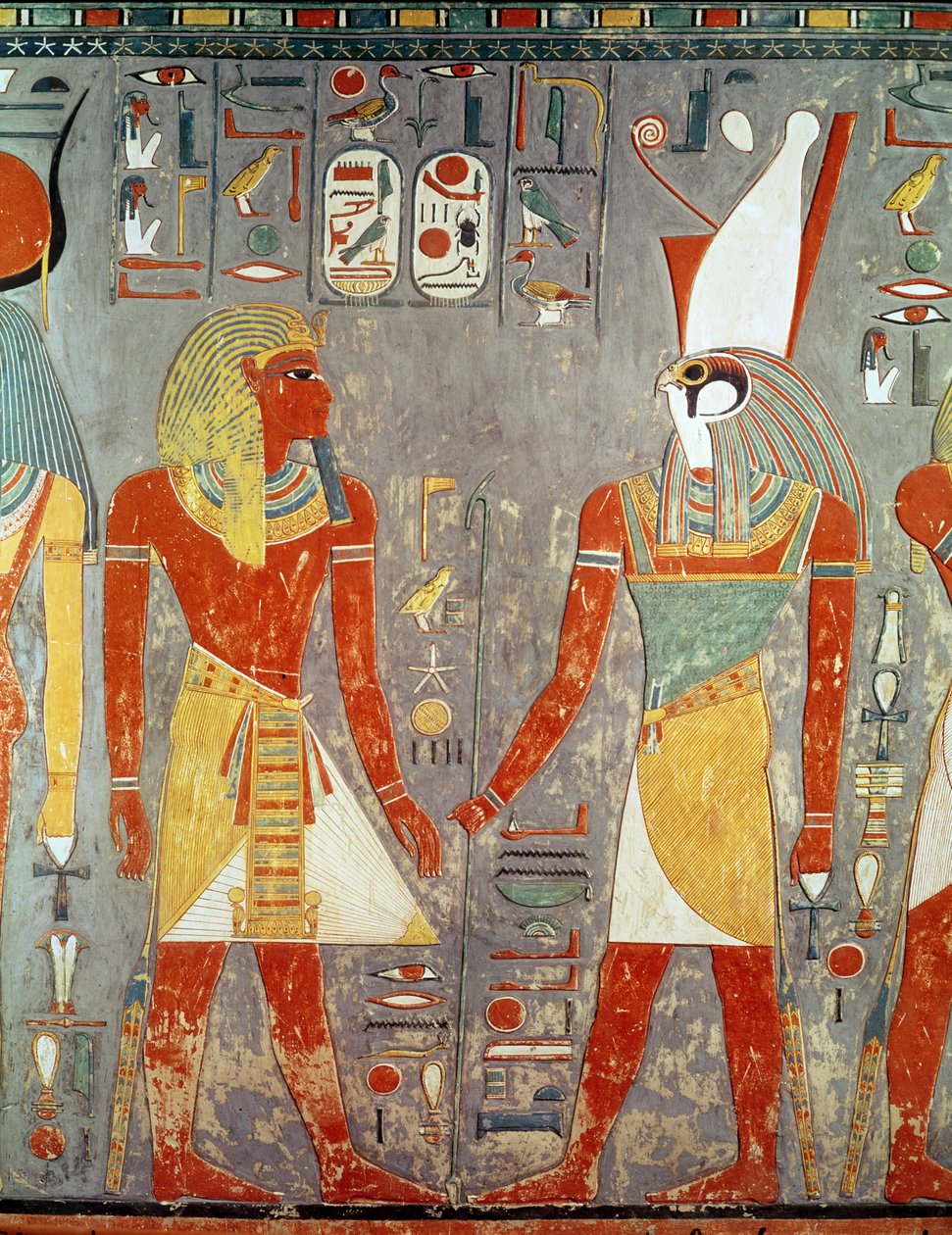 在他的坟墓，新王国（绘石灰石）之前，在荷鲁斯之前描绘Horemheb（公元前132-395）的救济 作者 埃及第十八王朝