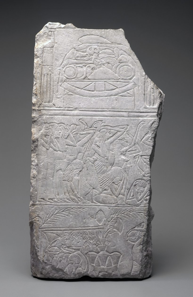 悼念者和丧葬品浮雕，新王国，约公元前1340年（石灰岩 作者 埃及第十八王朝