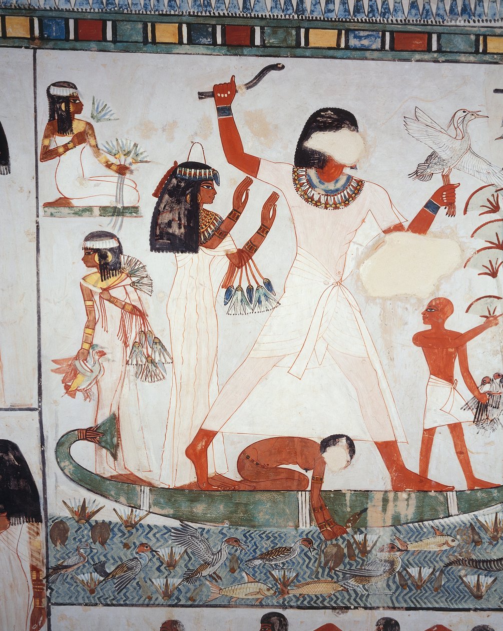 沼泽地里的狩猎和捕鱼场景，壁画，北墙，纵室，底比斯Sheikh Abd el-Qurna TT69墓，（联合国教科文组织世界遗产名录 作者 埃及第十八王朝