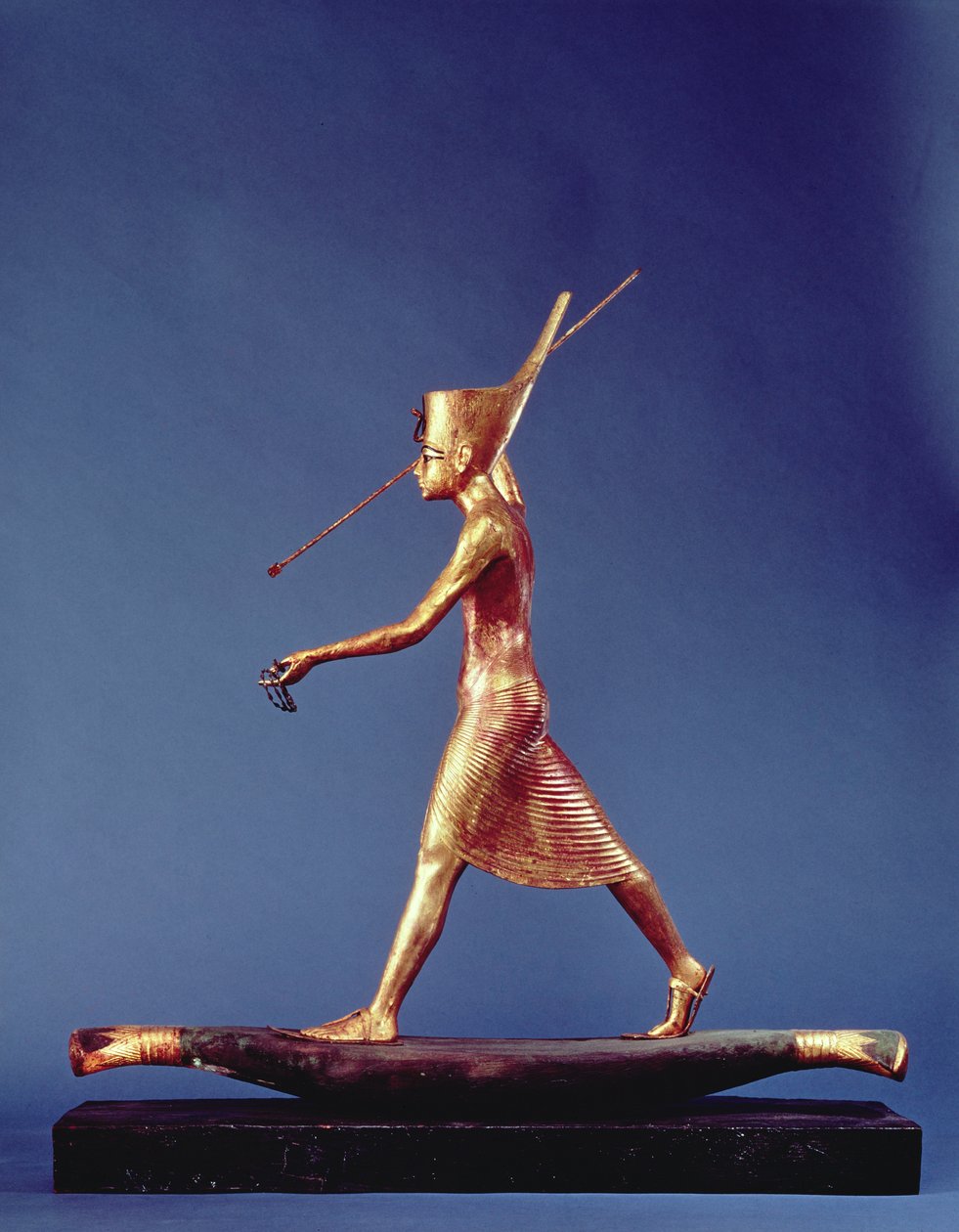 图坦卡蒙（公元前1373-1352）Harpooner，来自新王国图坦卡蒙墓（镀金木）（另见3977和120779） 作者 埃及第十八王朝