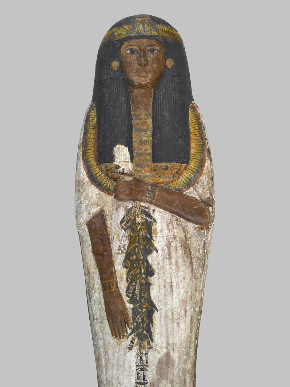 Weretwahset夫人的棺材，重刻为Bensuipet，发现于底比斯，新王国，约公元前1292-1190年（彩绘木）（293508的细节）。 作者 埃及第19王朝