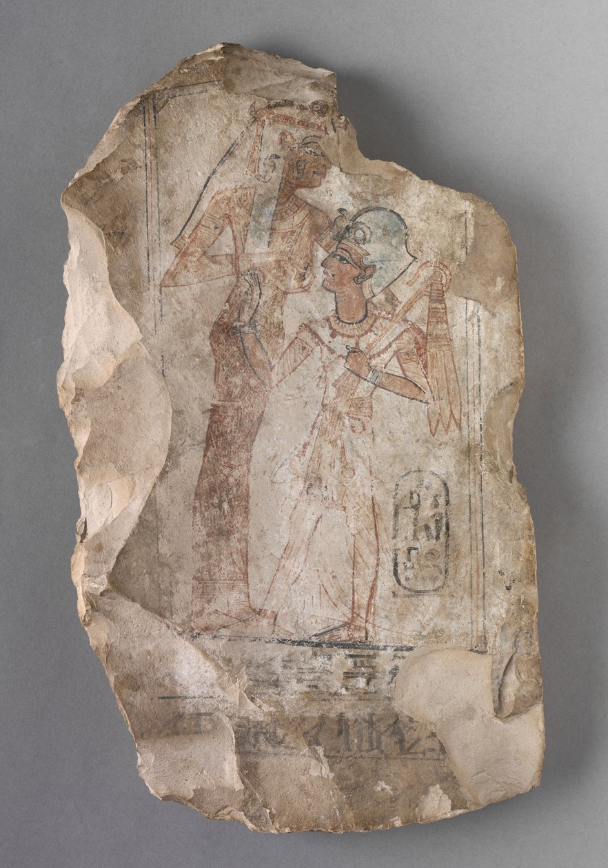 Ostracon：拉美西斯二世被女神吮吸，约公元前1279-1213年 作者 埃及第19王朝