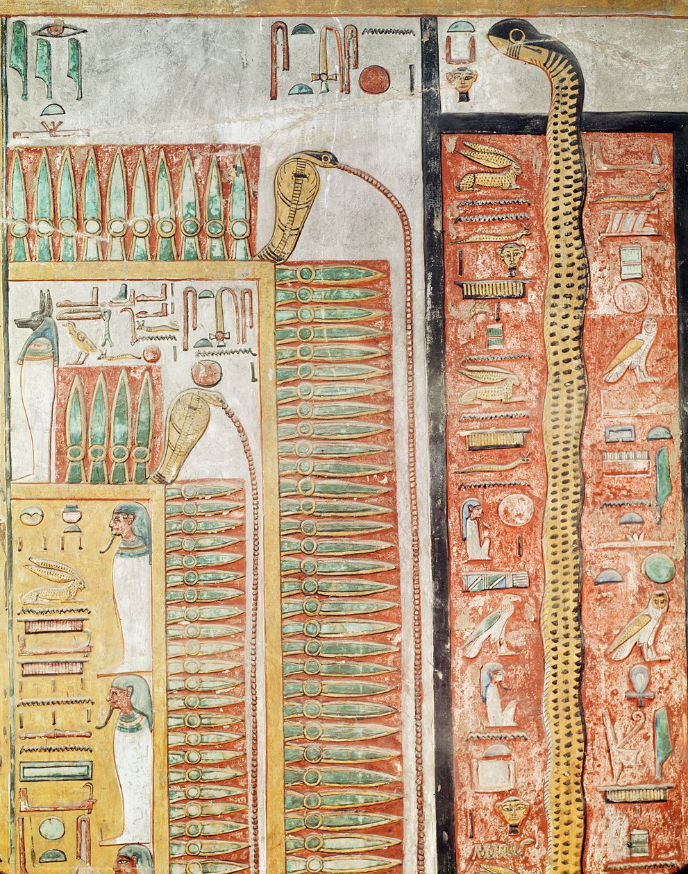 救济描绘了死者必须穿越来世的道路，来自Seti I墓（公元前12944  -  1279年）新王国（绘石灰石） 作者 埃及第19王朝