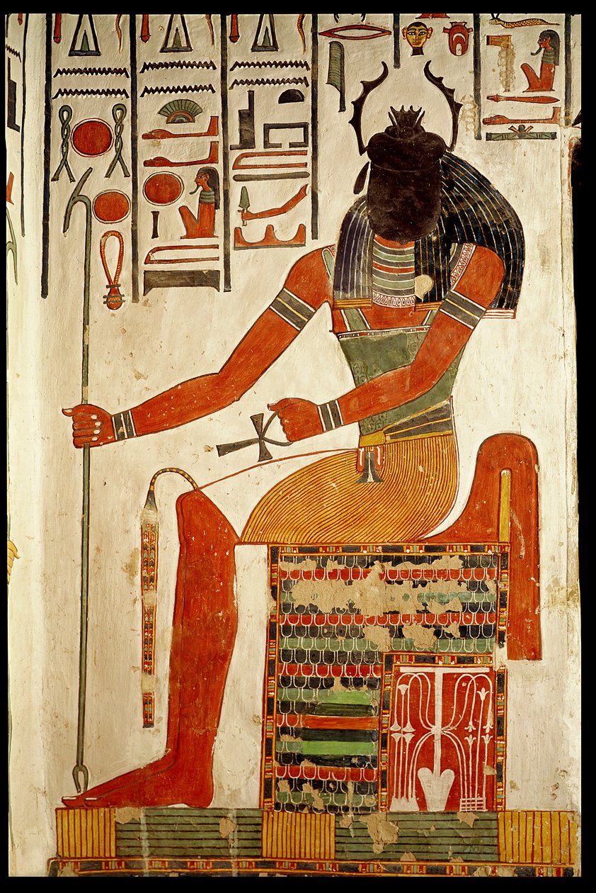 来自新王国奈费尔塔里墓的神，Khepri（壁画） 作者 埃及第19王朝