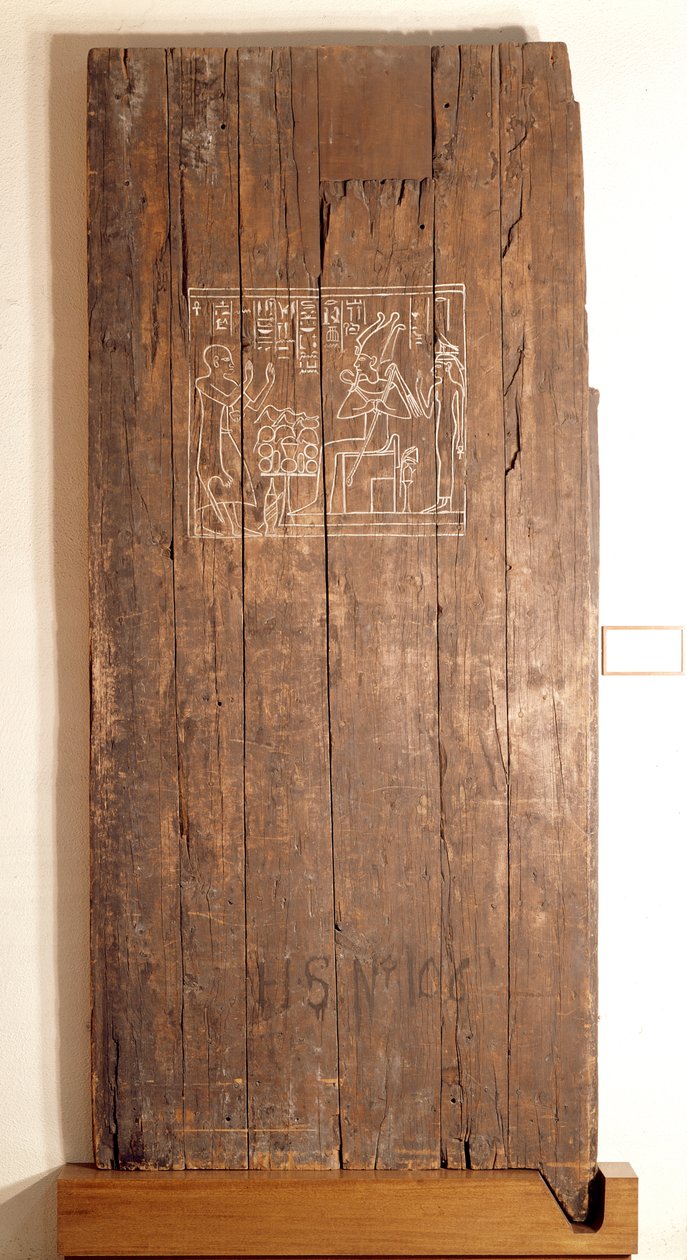 从Khonsuhotep新王国墓，公元前1285年（木头）的木门 作者 埃及第19王朝