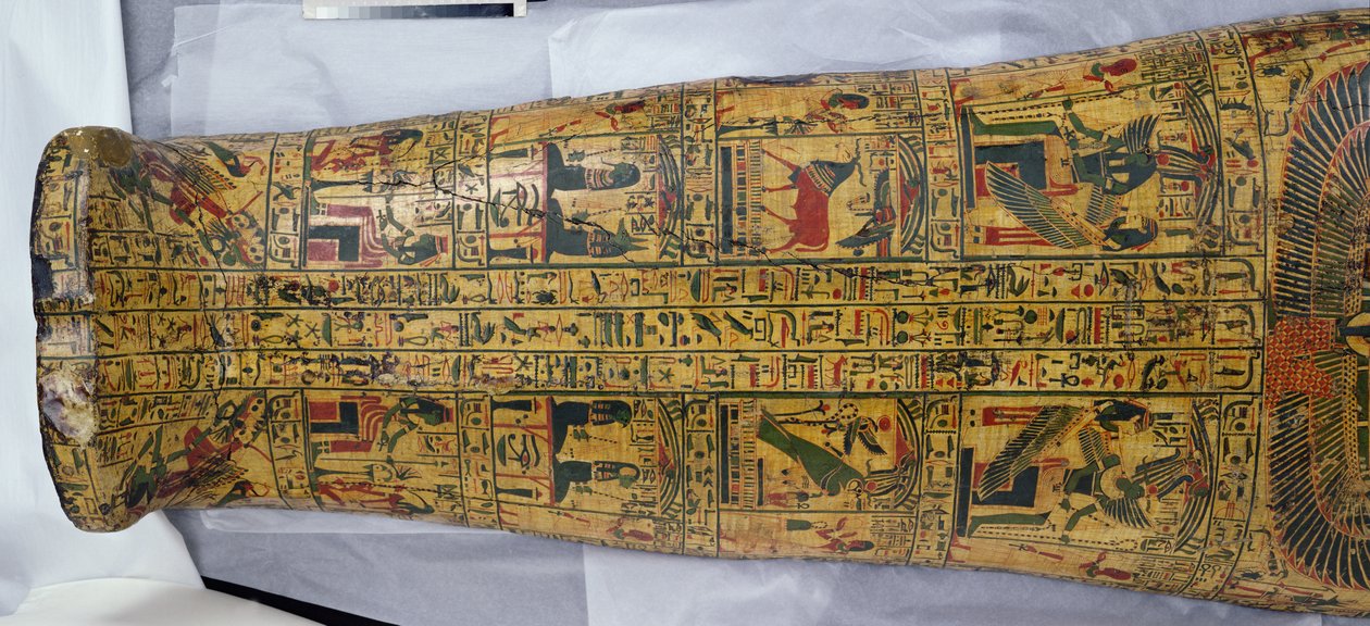 可能在Deir El-Bahri发现的Nesyamun木乃伊的盖子细节，新王国，约公元前1100年（漆木）。 作者 埃及第20王朝