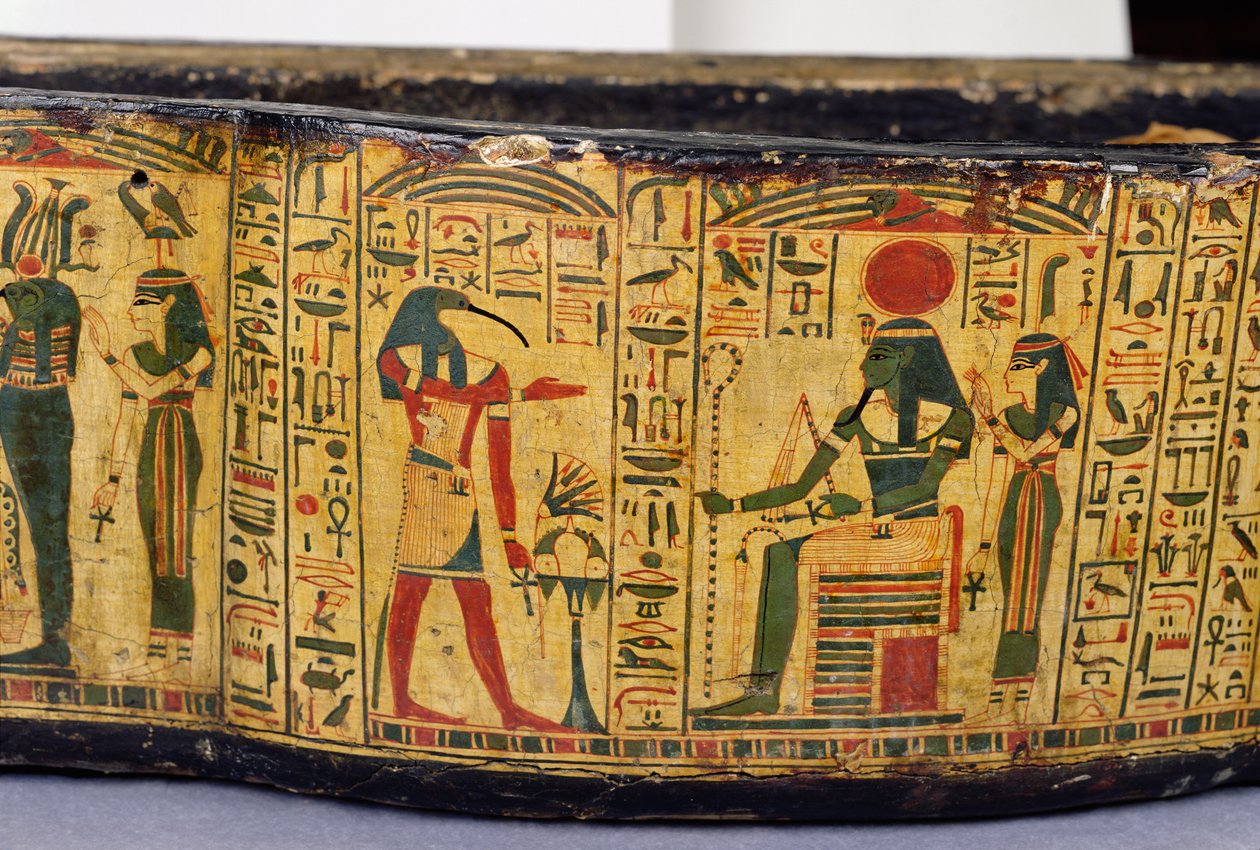 Detail of the outer coffin base of the mummy of Nesyamun, possibly found at Deir El-Bahri, New Kingdom, c.1100 BC (painted wood) 作者 埃及第20王朝