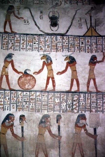新王国拉美西斯六世墓I室壁画（约公元前1145-1137年）（壁画）。 作者 埃及第20王朝