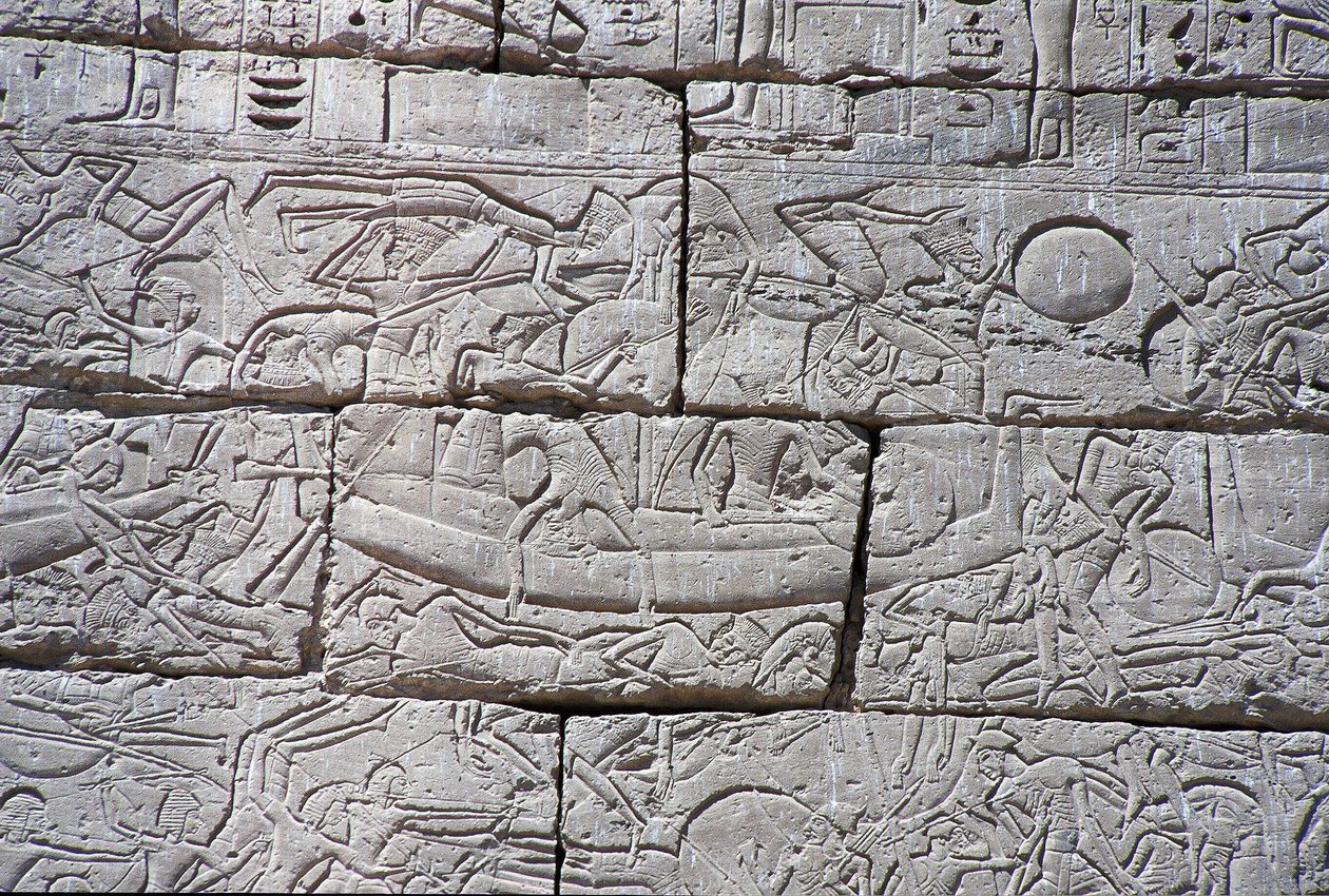 海人，拉美西斯三世海军之战，Medinet Habu，公元前1195-64 作者 埃及第20王朝