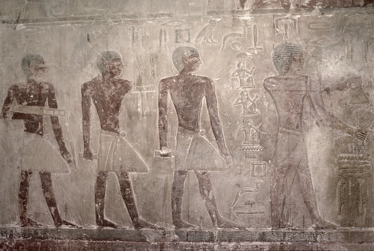 来自古代王国Mastaba教堂南墙的工匠（壁画） 作者 埃及第五王朝