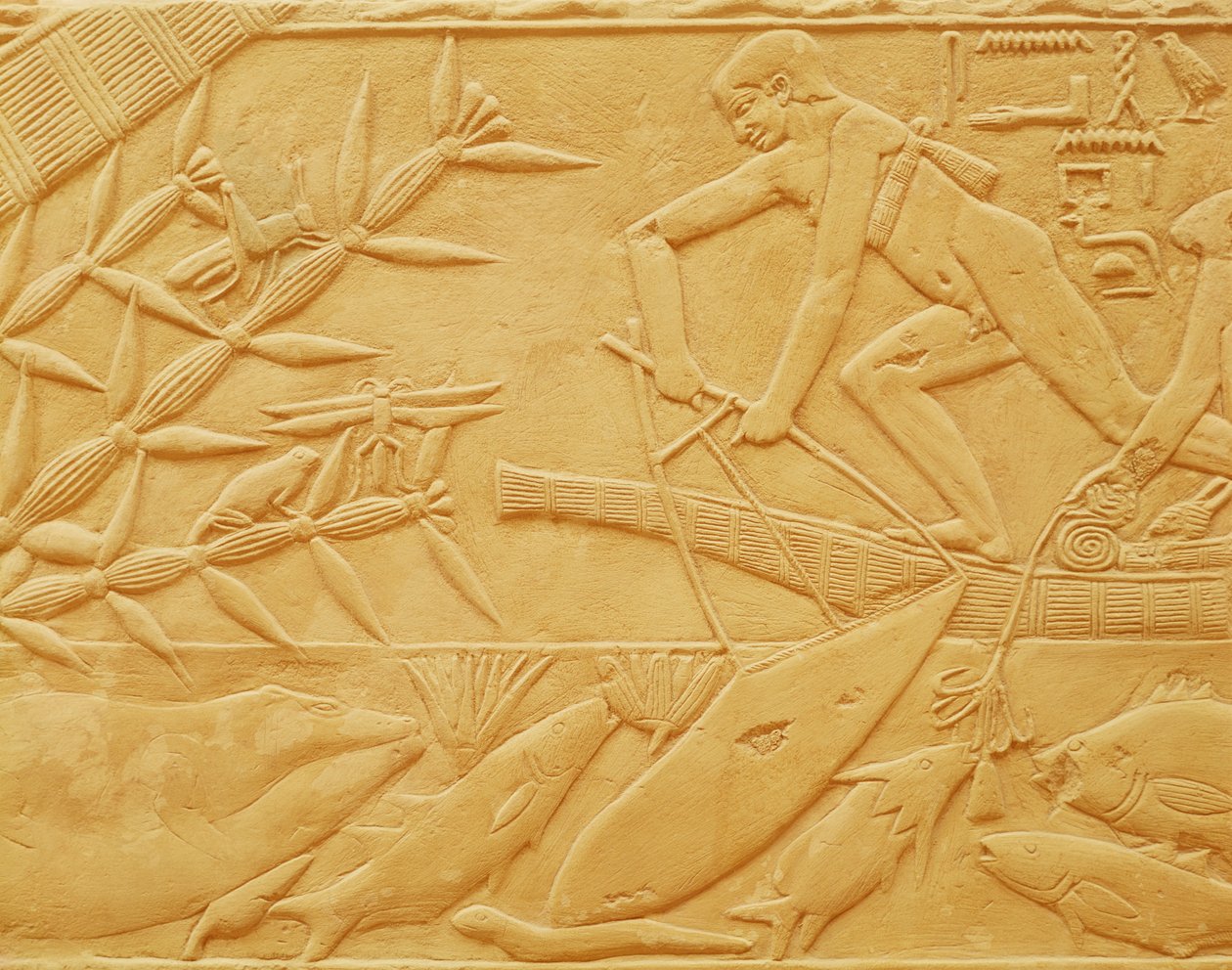 钓鱼场景，来自Kagemni的Mastaba，古王国（石灰岩） 作者 埃及第六王朝