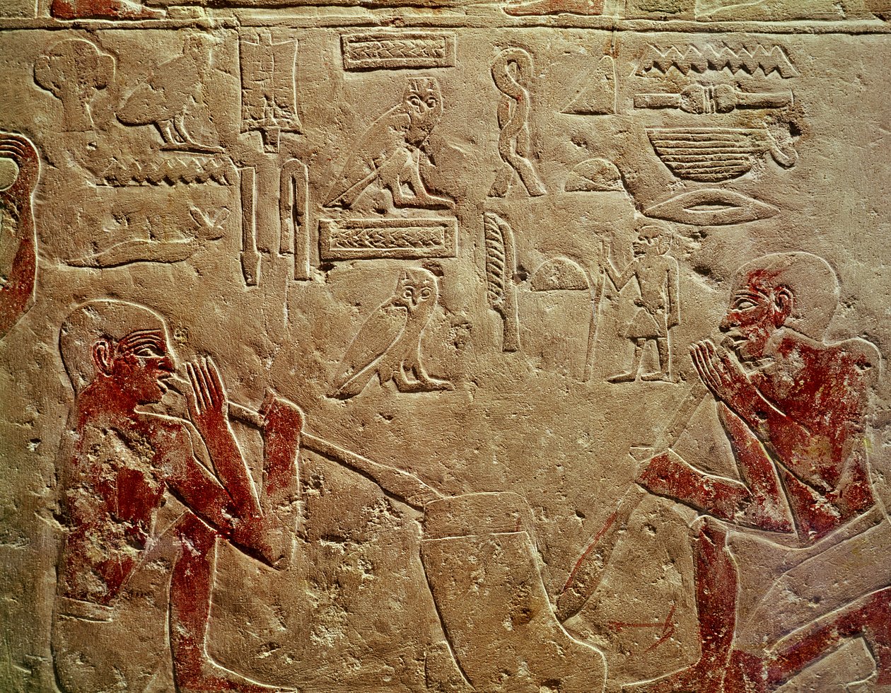 浮雕描绘玻璃鼓风机，来自Kaemrehu的Mastaba，Saqqara，旧王国，公元前2325（绘石灰石） 作者 埃及第六王朝