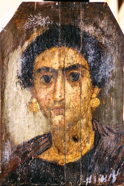女性肖像，约 100-300 年（瓷板画） 作者 埃及人埃及人