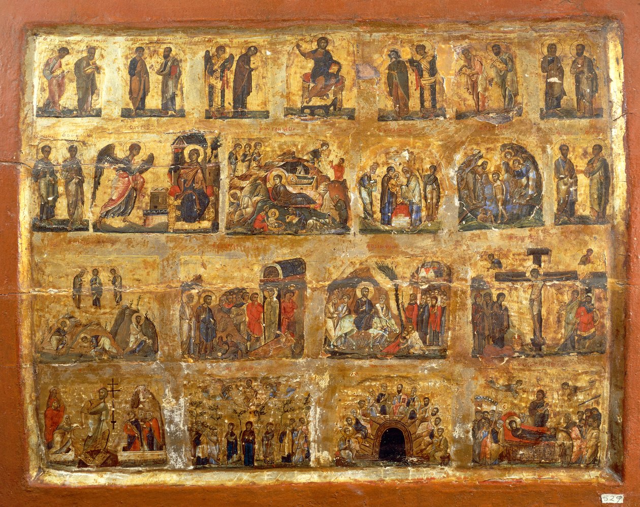 Deesis Row and the Twelve Great Feasts (油漆和金箔在面板上) 作者 埃及学派