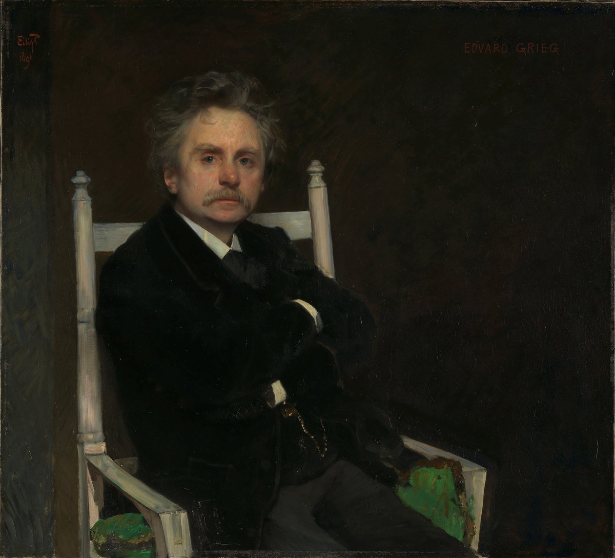 爱德华·格里格（Edvard Grieg）肖像1843-1907，1891年。 作者 哈尔默·艾利夫·伊曼纽尔·彼得森