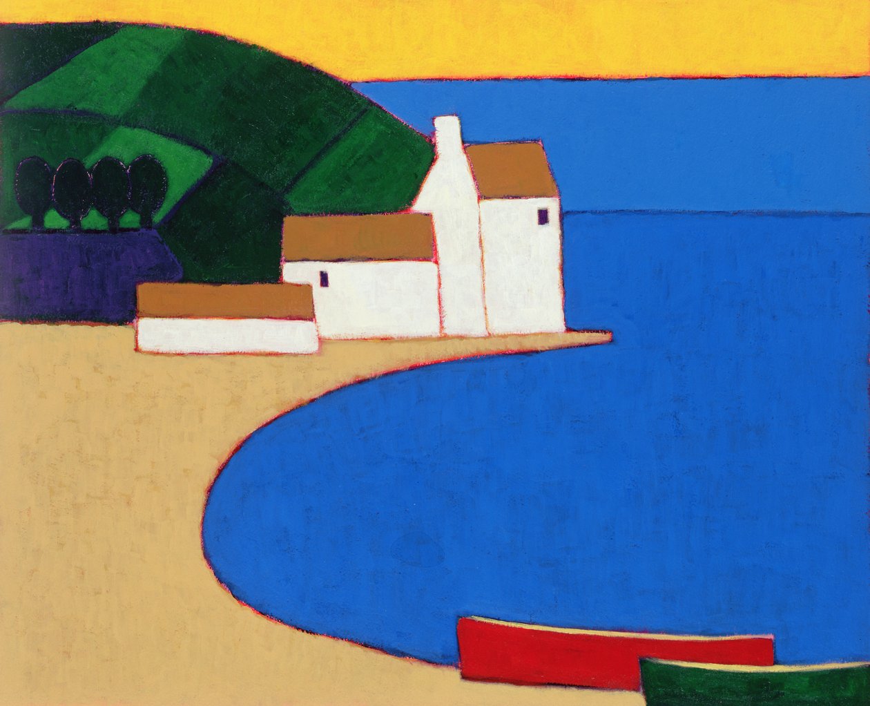 布列塔尼南部海湾，2004年（纸上丙烯酸） 作者 Eithne当代艺术家多恩