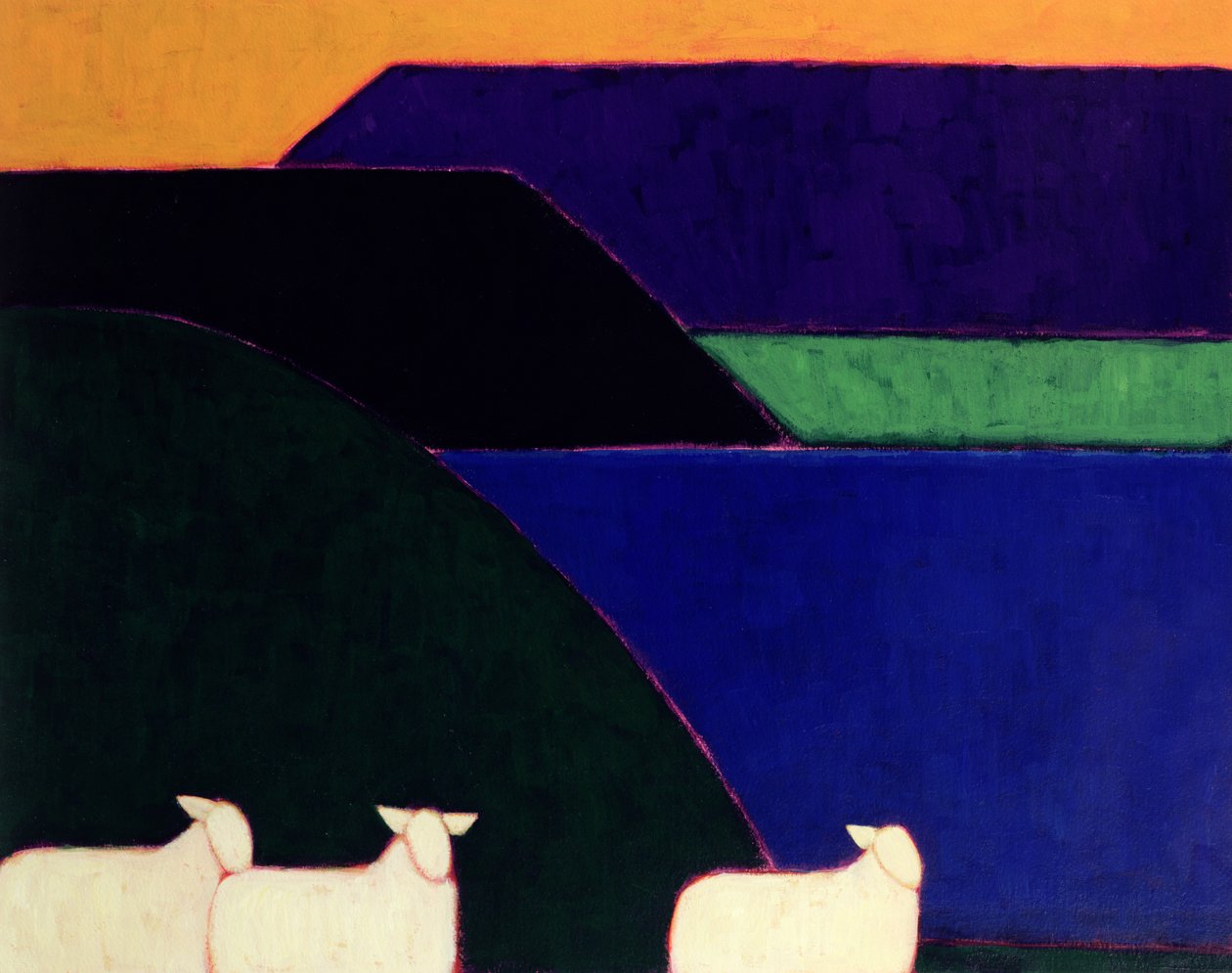 Fjord Snaefellness，1999（纸上丙烯酸） 作者 Eithne当代艺术家多恩