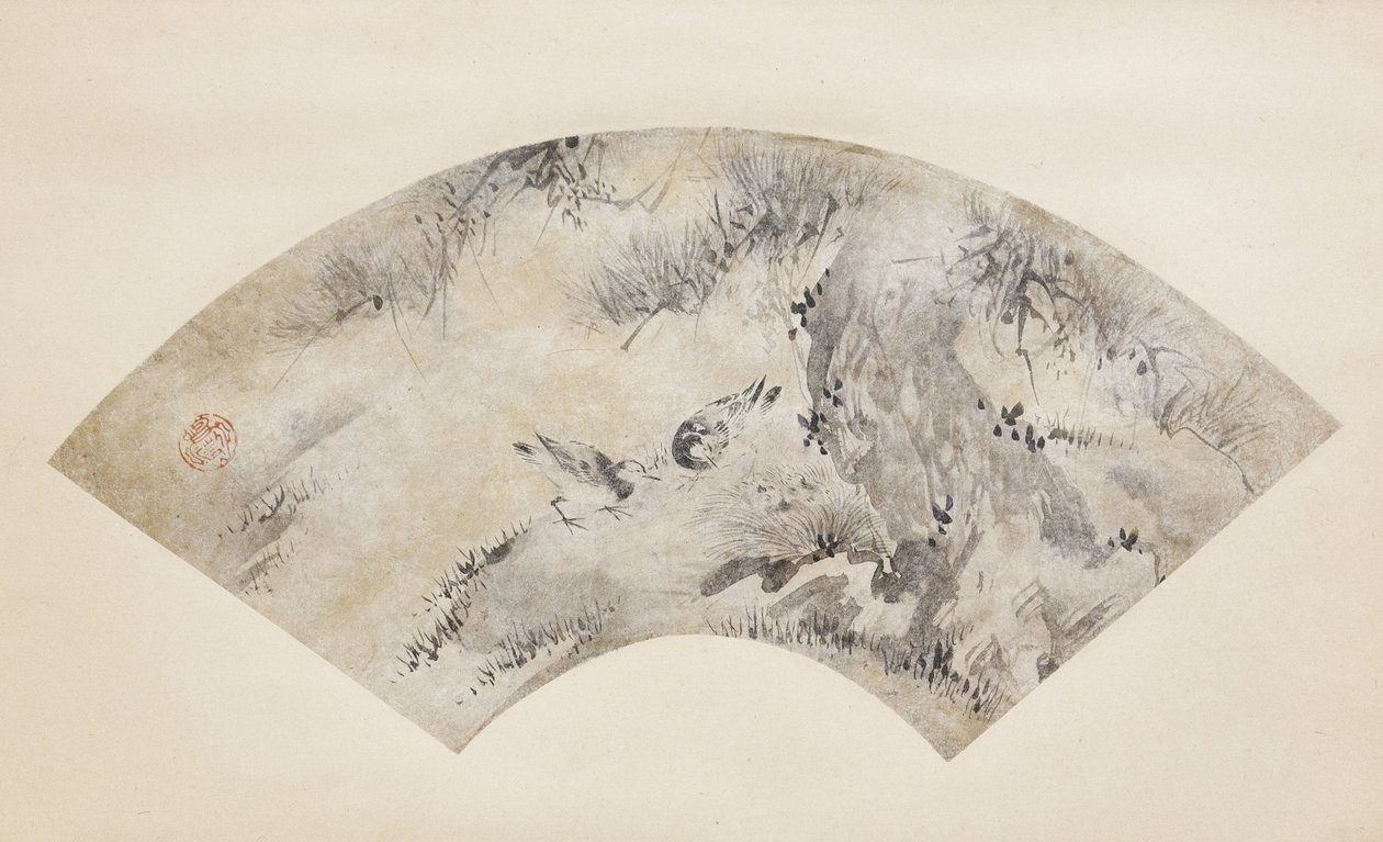 鸟与松树，约 1570-1590 年（纸本水墨金彩画） 作者 嘉纳荣德
