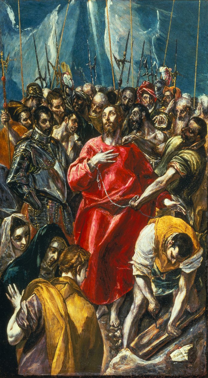 埃斯波利奥，《基督脱衣》，约 1577-79 年（镶板油画） 作者 El (1541-1614)（工作室）格列柯