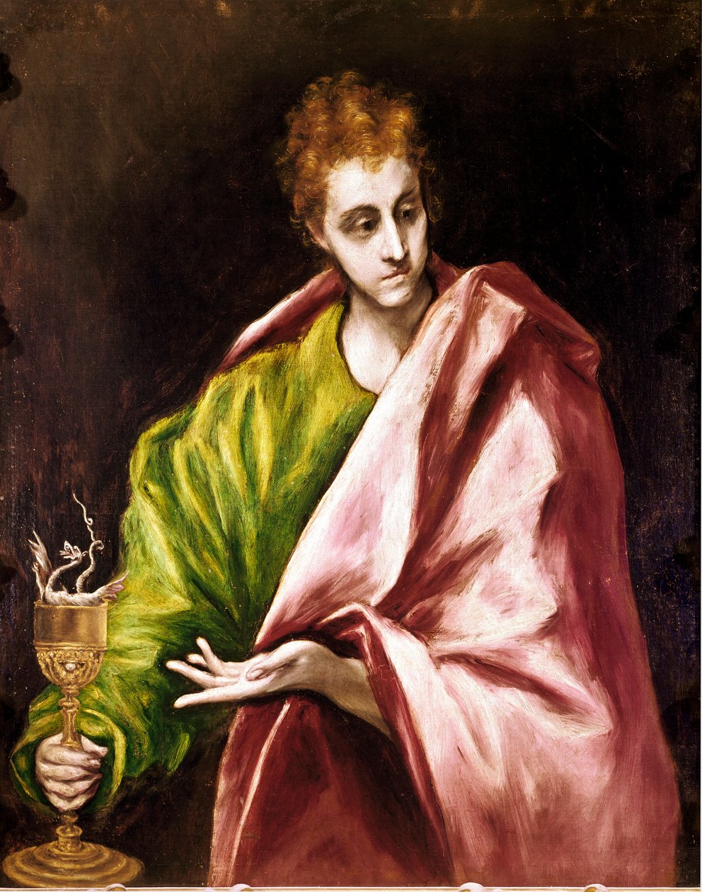 托莱多大教堂的传教士：《福音书圣约翰》（Apotre Saint John the Evangelist）。多米尼克斯-西奥托科普洛斯（Domenikos Theotokopoulos dit El Greco，1540-1614）的画作 作者 埃尔·格列柯
