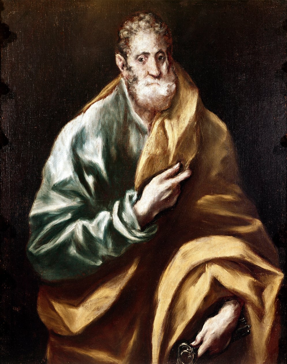 托莱多大教堂的使徒：Apotre Saint Peter。 Domenikos Theotokopoulos dit El Greco (1540-1614) 的绘画 作者 埃尔·格列柯