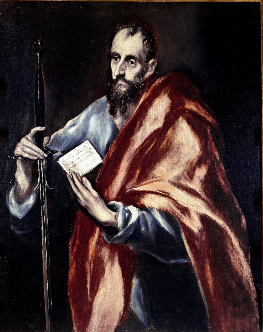 托莱多大教堂的使徒：使徒圣保罗。 Domenikos Theotokopoulos dit El Greco (1540-1614) 的绘画 作者 埃尔·格列柯