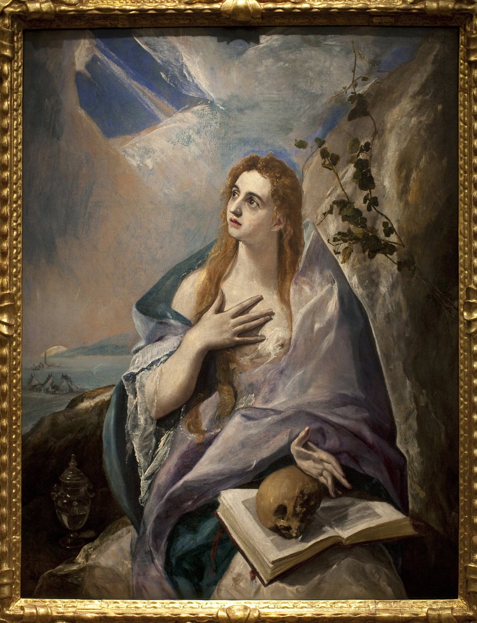 玛德莱娜忏悔。多米尼克斯-西奥托科普洛斯（Domenikos Theotokopoulos dit El Greco）（1541-1614）的画作，布面油画 作者 埃尔·格列柯