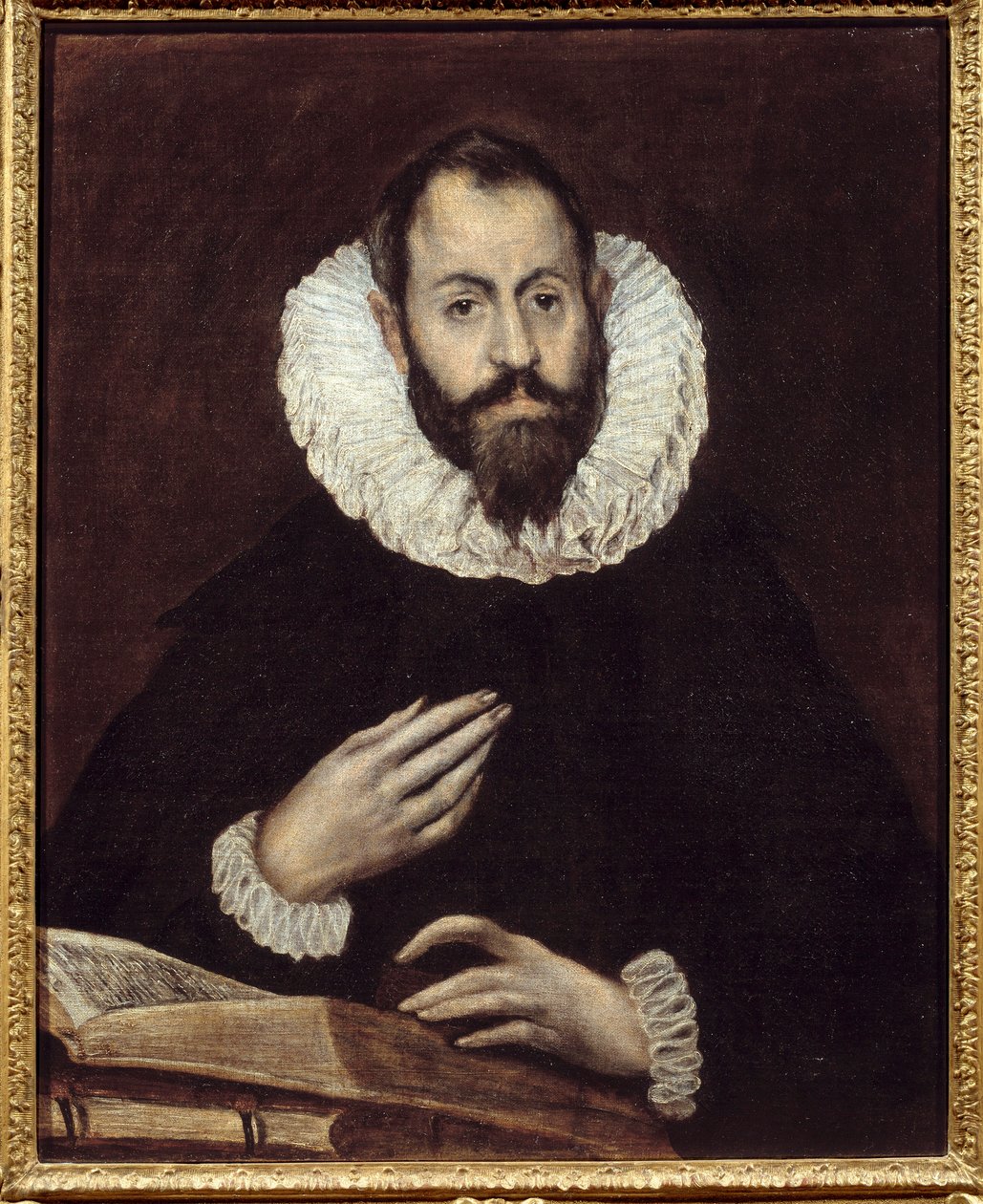 男人的肖像。多米尼克斯-西奥托科普洛斯（Domenikos Theotokopoulos dit El Greco，1541-1614）的画作，大约在1600-1610年。布面油画。亚眠，皮卡迪博物馆--男人的肖像。多米尼克斯-西奥托科普洛斯（1541-1614）的绘画，约1600-1610年。布面油画。皮 作者 埃尔·格列柯