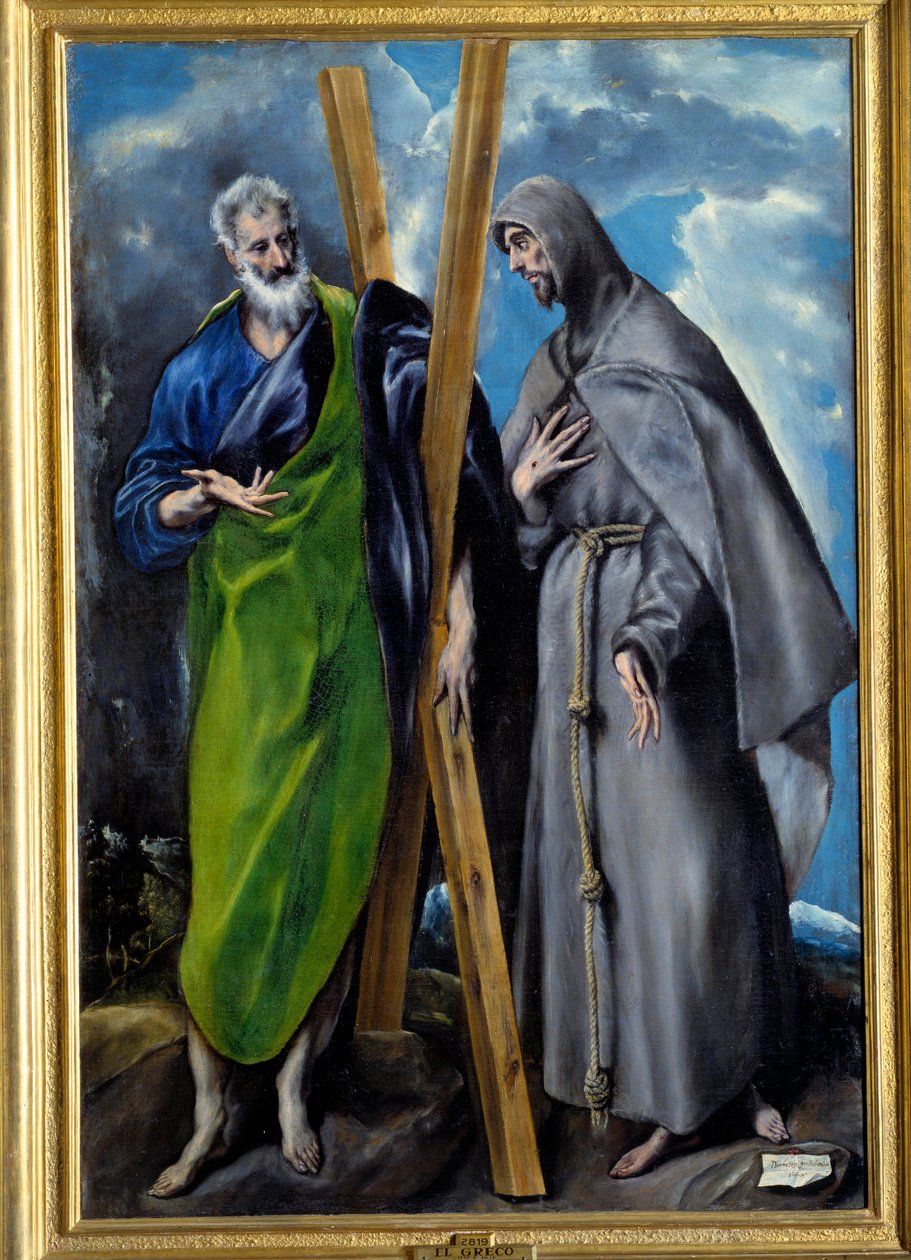 Portrait of Saint Andre and Saint Francois of Assisi. Painting by Domenikos Theotokopoulos dit El Greco (1541-1614). Oil on canvas. Dim: 1,67 X 1,13m. Madrid, Musee Du Prado 作者 埃尔·格列柯