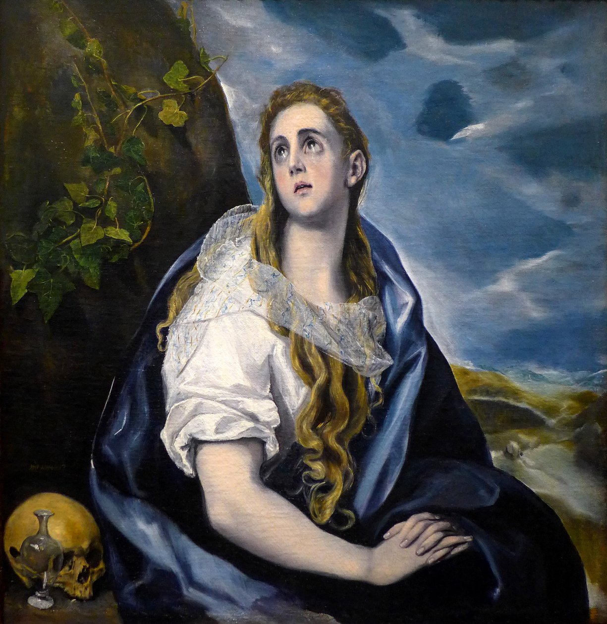 Saint Mary Magdalene Penitente，Domenikos Theotokopoulos dit The Greco（1541-1614 年）的油画（布面油画，约 1584 年，vanite） - Greco，Domenico Theotocopuli，又名 El（1541-1614 年）。约 1584 年。布面油画。伍斯特艺术博物馆 ( 作者 埃尔·格列柯