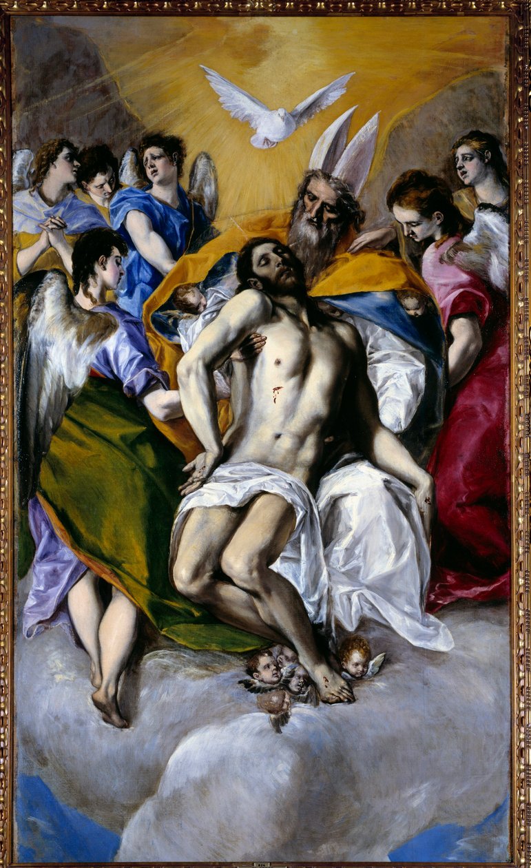 Domenikos Theotokopoulos Dit El Greco (1540-1614) 1577 年的三位一体绘画。 3x1,79 m 马德里，普拉多博物馆 作者 埃尔·格列柯