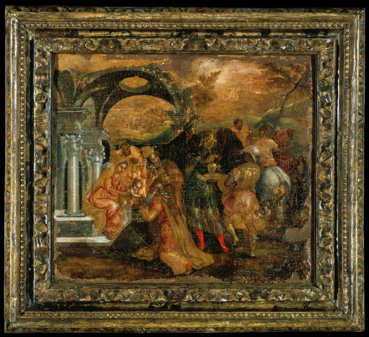 魔法师的崇拜，c.1560-67（面板上的鸡蛋蛋白） 作者 埃尔·格列柯