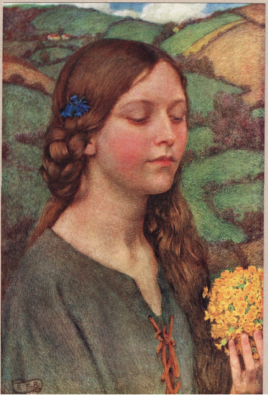花束，插图来自《古英语歌曲和歌谣之书》，由 Hodder 和 Stoughton 出版，c.1910（彩色平版印刷） 作者 埃莉诺 Fortescue-Brickdale