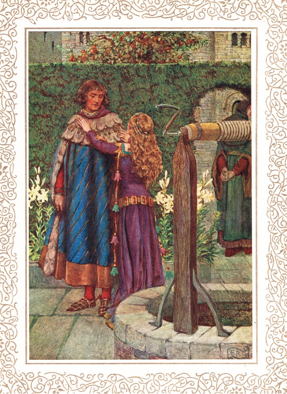 但仍然和你在一起，看到你的脸……，阿尔弗雷德·丁尼生（Alfred Tennyson，1809-92）《国王田园诗》中的插图，由 Hodder & Stoughton 出版 作者 埃莉诺 Fortescue-Brickdale