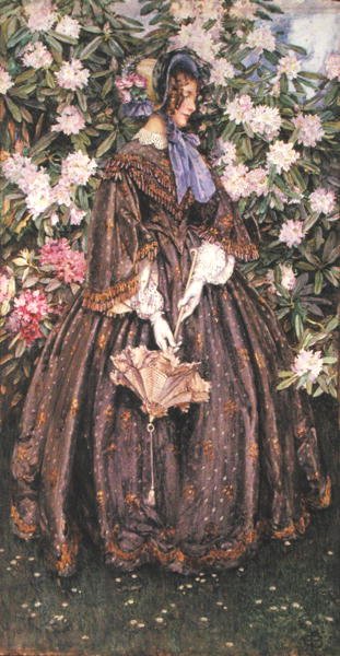 撑阳伞的女子（纸本水彩） 作者 埃莉诺 Fortescue-Brickdale