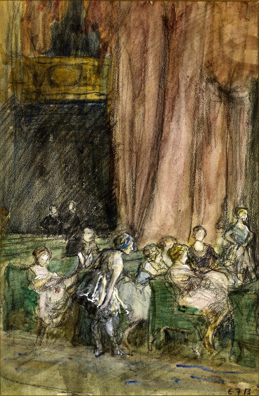 排练，c.1912（纸上水彩） 作者 埃莉诺 Fortescue-Brickdale