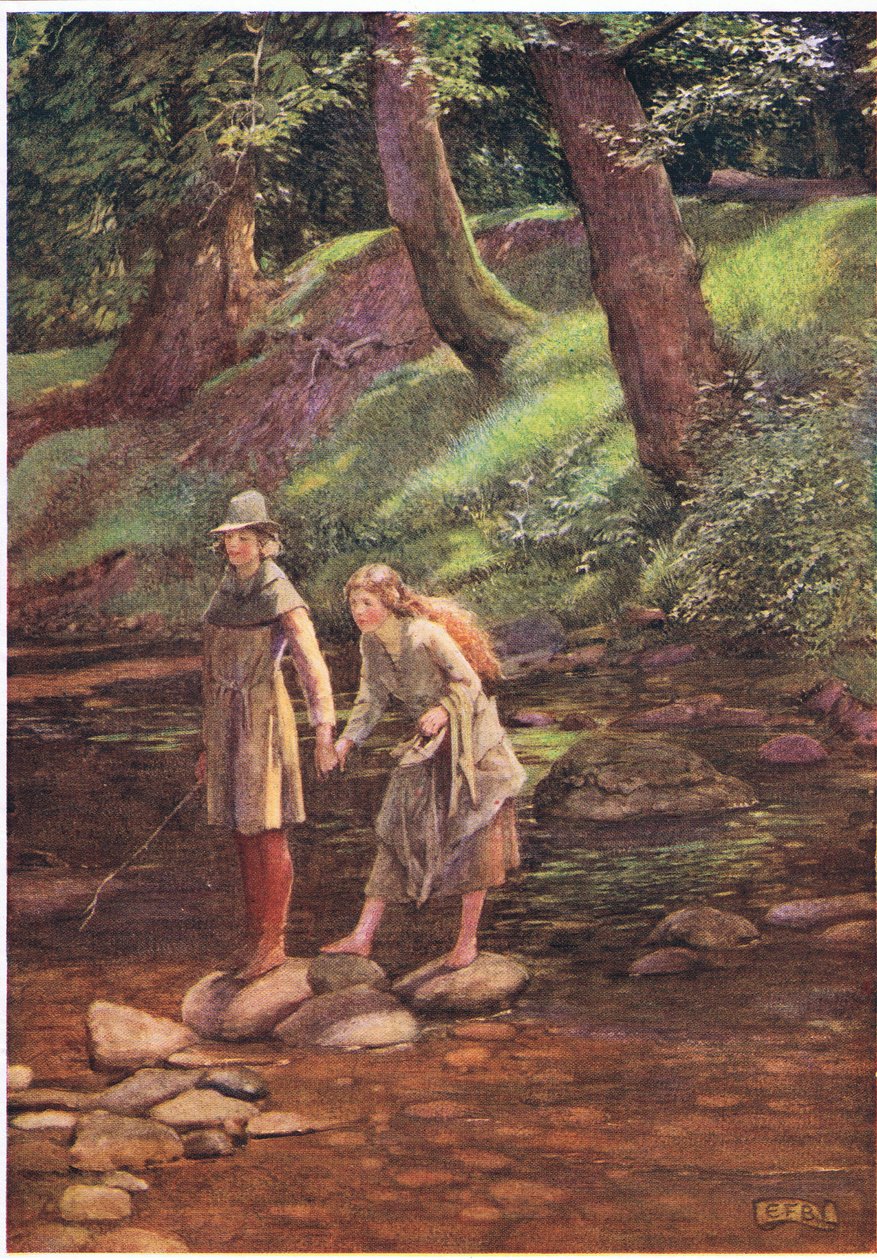 罗莎琳德和西莉亚（石版画） 作者 埃莉诺 Fortescue-Brickdale