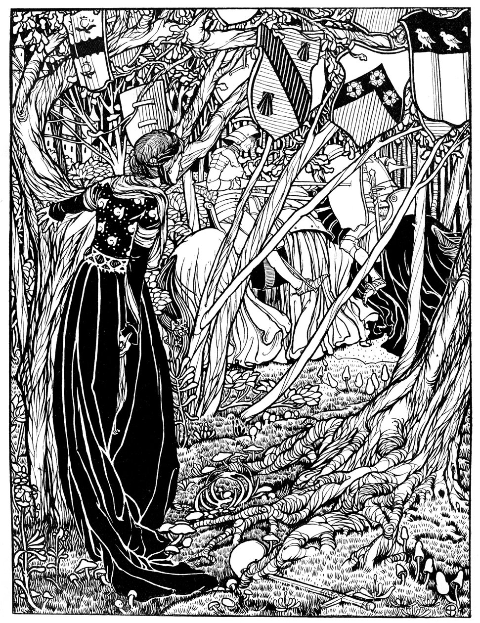 Lancelot Du Lake爵士的插图，1898年。 作者 埃莉诺 Fortescue-Brickdale