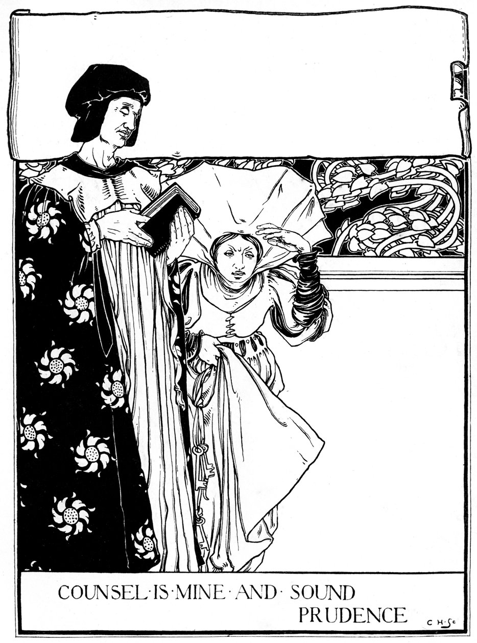 律师是《我和声音的审慎》，1898年。 作者 埃莉诺 Fortescue-Brickdale