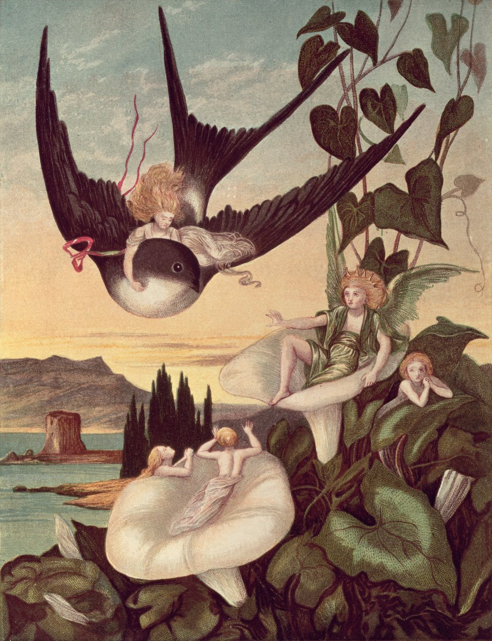 插图来自&39;Thumbkinetta&39;，作者：Hans Christian Andersen（1805-75）c.1872 作者 埃莉诺·维尔·博伊尔