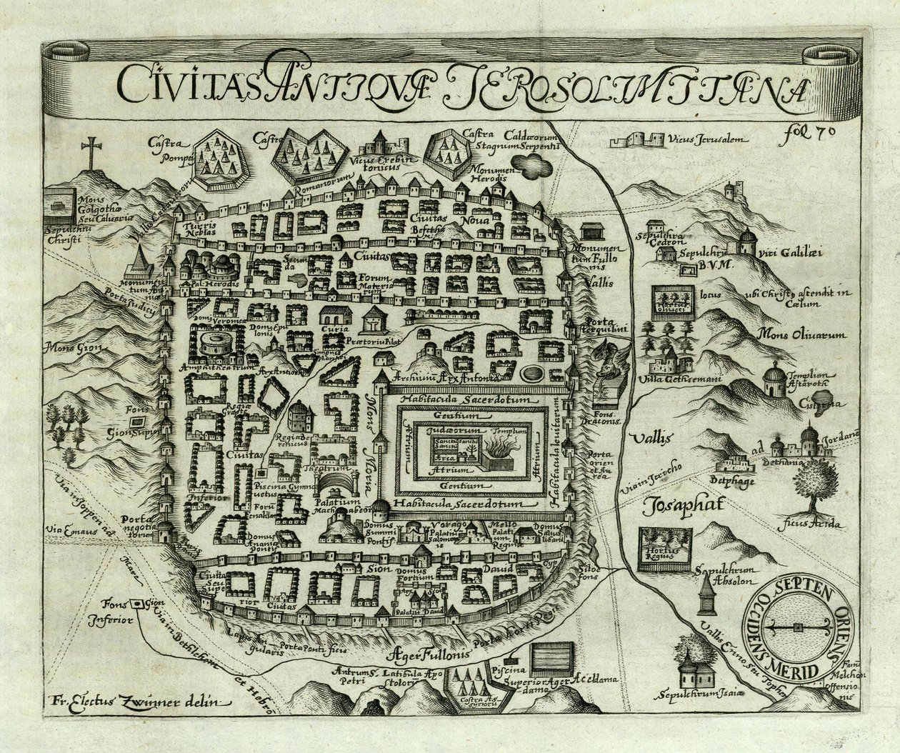 1661年耶路撒冷地图 作者 Electus Zwinner