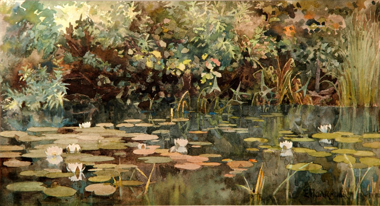 1890年代初，带有睡莲的池塘 作者 埃琳娜·德米特里耶夫娜（Elena Dmitryevna Polenova）