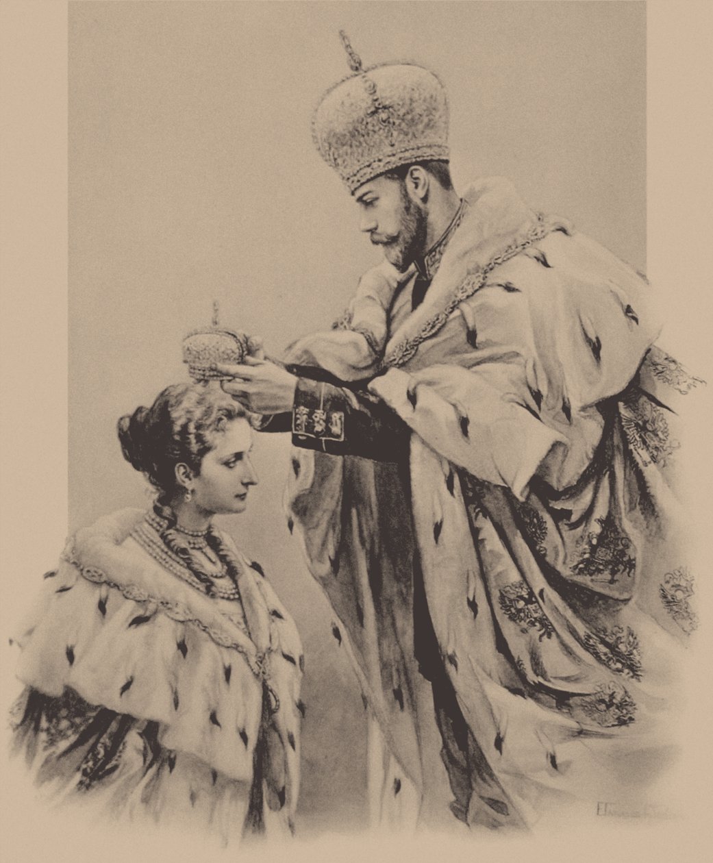 亚历山大-费奥罗多夫娜皇后的加冕仪式，1899年 作者 Elena Petrovna Samokish Sudkovskaya