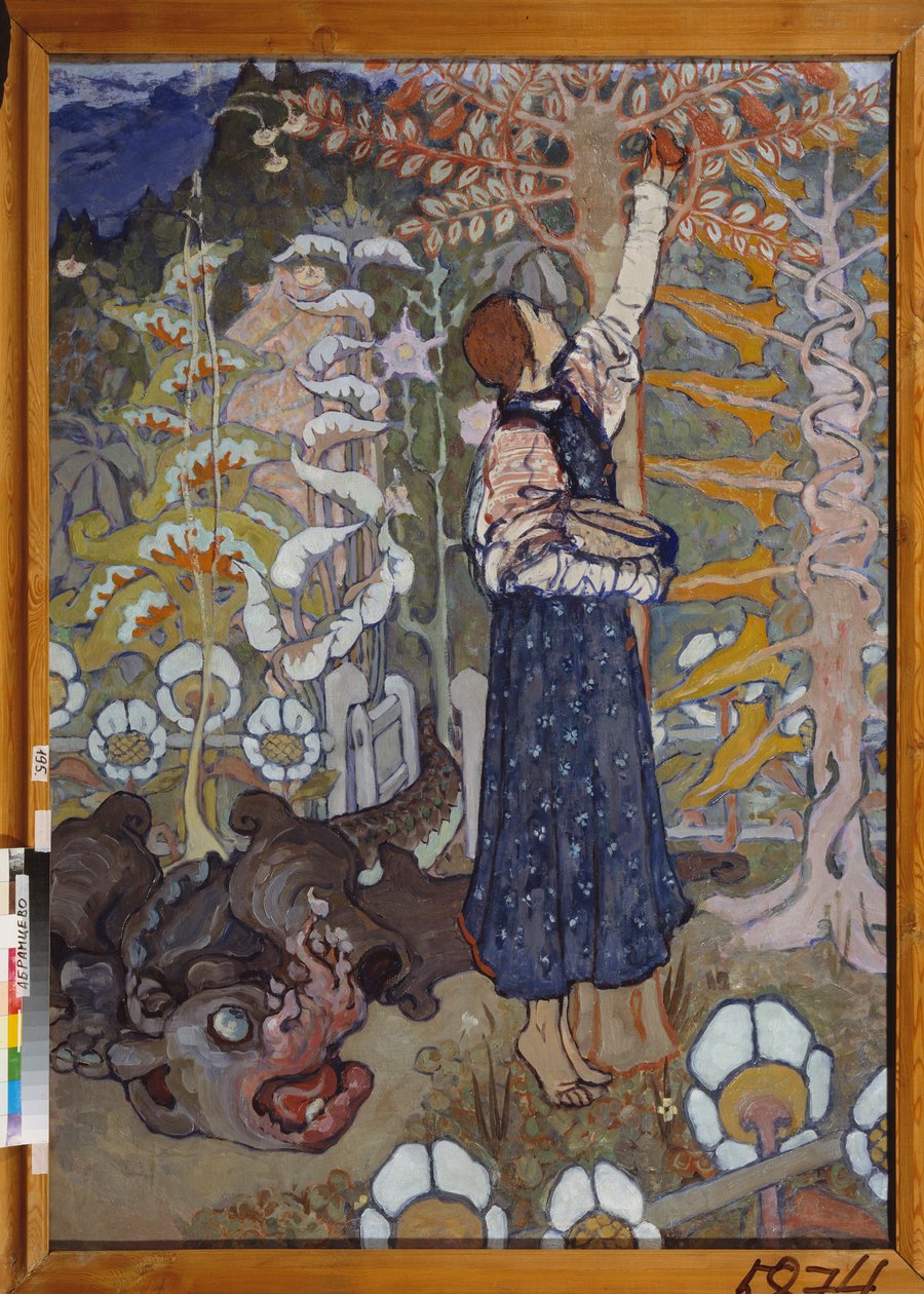 Un conte de fee (La belle et la bete) - 童话故事（女孩与野兽） - Elena Dmitryevna Polenova（1850-1898 年）的画作，布面油画 作者 埃琳娜·波列诺娃（Elena Polenova）