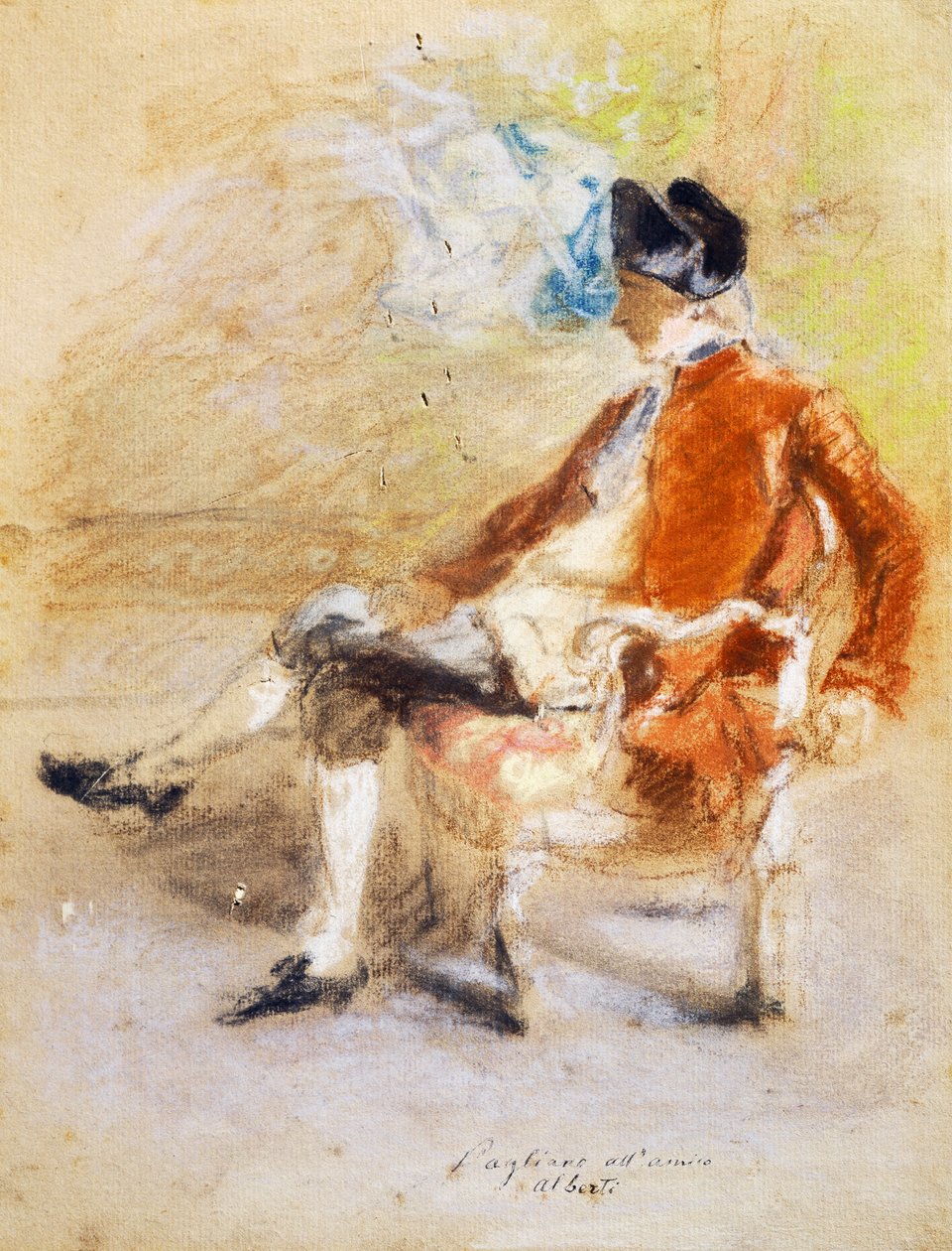 穿着18世纪服装的人物，约1890年（纸上粉彩画 作者 Eleuterio Pagliano