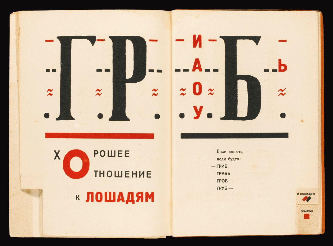 Vladimir Maiakovski (1893-1930) - Double book pages from For the Voice by Vladimir Mayakovsky par Lissitzky, El (1890-1941) 作者 埃利泽马科维奇利西茨基